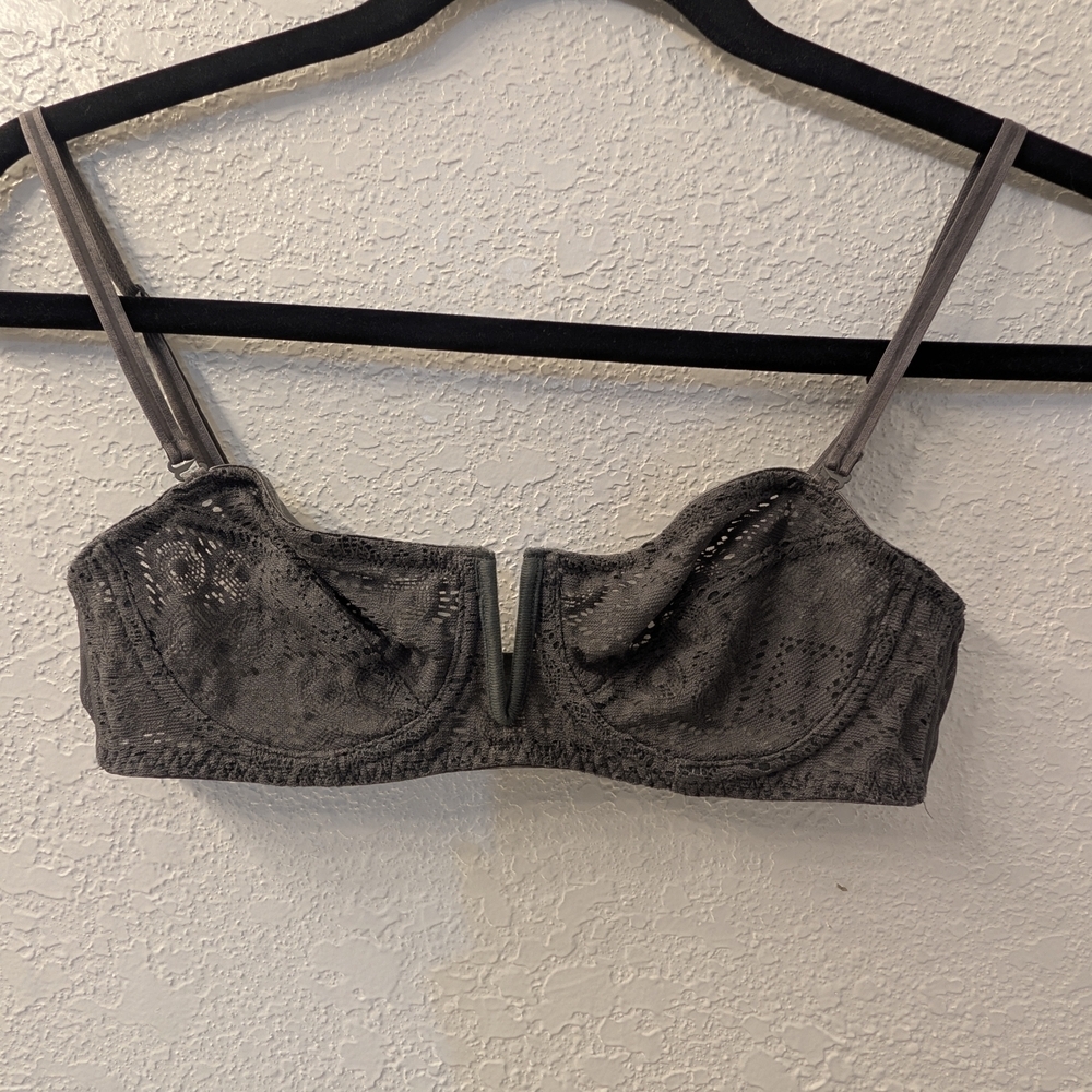 Elegant Gray Lace Bralette